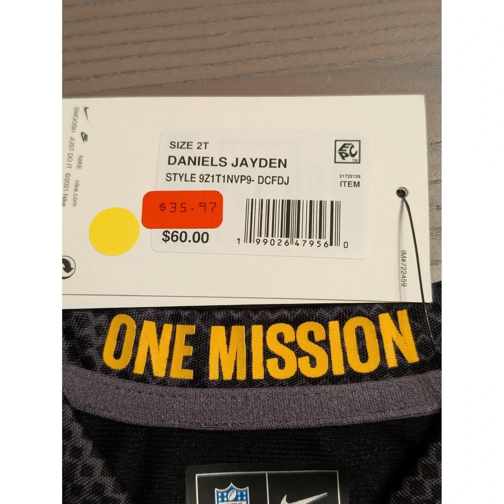 NEW Nike Washington Commanders Jayden Daniels #5 Black Alternate Jersey 2T